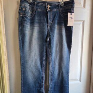WALLFLOWER Size 15 Luscious Curvy Bootcut Jeans Denim Stretch Embroidered